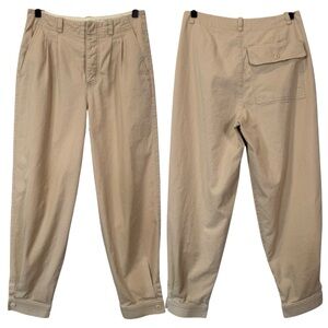 Nehera Size 36 / US 2-4 Cotton Silk Tapered Pleated Trousers Beige Khaki Neutral